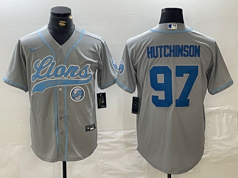 Men Detroit Lions 97 Hutchinson Grey Joint Name 2024 Nike Limited NFL Jersey style 7
